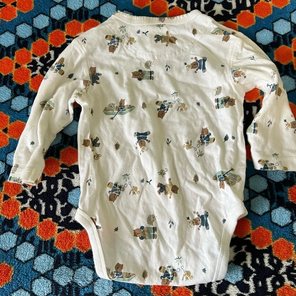Gap Baby Boy Cotton Long Sleeve Bears onesie